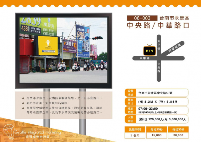 台南市永康區 中央路/中華路口A 戶外LED電視牆