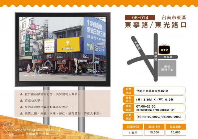 台南市東區 東寧路/東光路 戶外LED電視牆